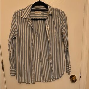 J. Crew Classic Blue and White Striped Button Front Shirt